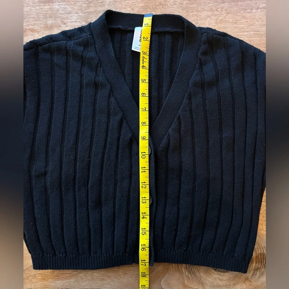 Girls M / L Black Ribbed Cropped Cardigan Sweater Abound Nordstrom - Picture 4 of 10